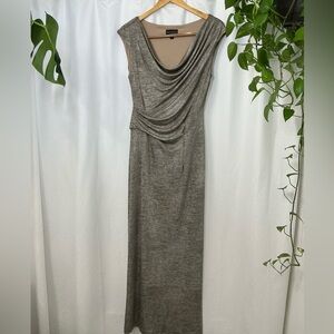 Connected Apparel long silver metallic drape dress Size 10